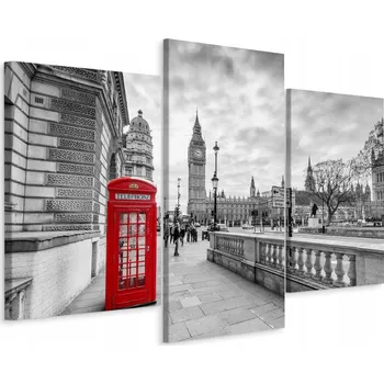 Obraz Obraz TRYPTYCH Červená Telefonní Budka LONDÝN 3D 120x80