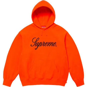Pánská mikina Supreme Embroidered Script Hooded Sweatshirt / Bright Orange Barva: Oranžová, Velikost: XL