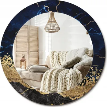 Zrcadlo Zrcadlo s potiskem do koupelny, kuchyně, předsíně - Modrý mramor, průměr 60 cm