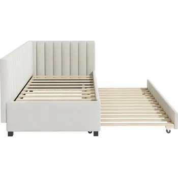 Postel Jednolůžková dřevěná postel Arhatreya 90x200, béžové odstíny