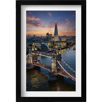 Obraz Moderní nástěnná dekorace Londýnský most večer z ptačí perspektivy 20x30 cm