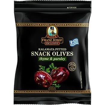 oliva Řecké černé olivy Kalamata bez pecky s tymiánem a petrželkou 70g