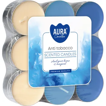 Svíčka Parafínové čajové svíčky Antitabák Aura 18 ks