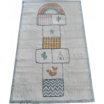 Koberec Koberec 100x150 cm, krémový vzor skákací panák, měkký a silný