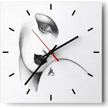 Hodiny Nástěnné hodiny do kuchyně 30x30 Žena Stylové hodiny na skle Loft Tiché