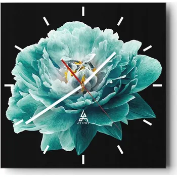 Hodiny Velké nástěnné hodiny na zeď 40x40 Květinové skleněné hodiny Čtvercové Tiché