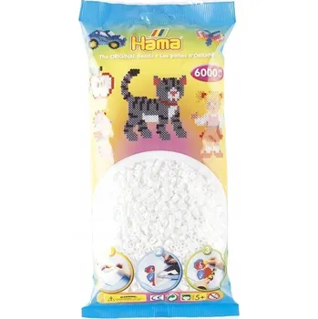 Dětské navlékací korálky Zažehlovací korálky Hama Midi 6000 kusů bílé