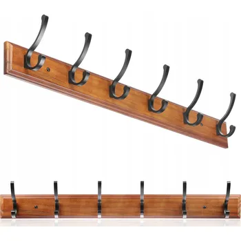 Věšák DŘEVĚNÝ VĚŠÁK NA ZEĎ DO PŘEDSÍNĚ NA OBLEČENÍ BUNDY 12x HÁČEK LOFT