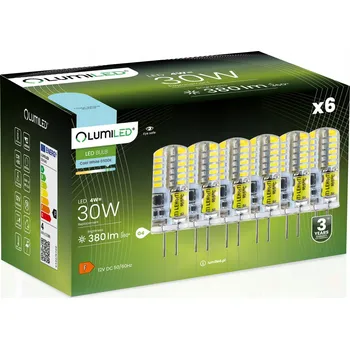 Žárovka 6x LED žárovka G4 kapsle 4W = 30W 380lm 6500K studená bílá 360° 12V LUMILED