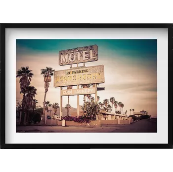 Obraz Elegantní obraz v černém rámu Silniční značka motelu USA 70x50 cm
