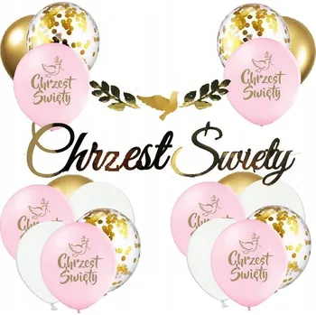 Balónek Růžové balónky sada na Křtiny KŘEST banner