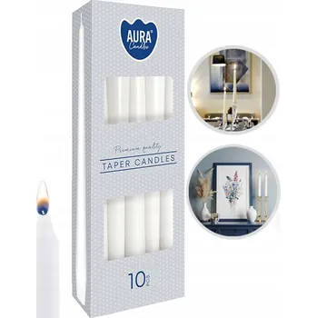 Vrták STOLNÍ KUŽELOVÉ SVÍČKY BÍLÉ TRADIČNÍ HOŘÍCÍ AŽ 7h 10 Ks.