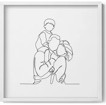 Obraz Obraz dekorace na zeď Line-art šťastná rodina s dítětem 50x50 cm