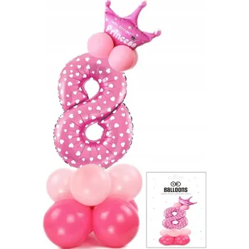 Balónek SADA BALÓNKŮ STOJÍCÍCH RŮŽOVÝCH S ČÍSLICÍ 7 NA NAROZENINOVOU OSLAVU DEKORACE