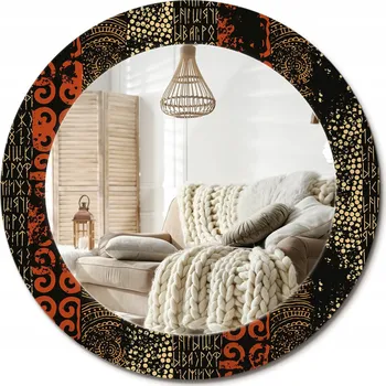 Zrcadlo Kulaté moderní zrcadlo na stěnu s potiskem, průměr 60 cm, Grunge vzor