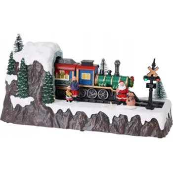 Obraz H&S Decoration Vánoční dekorace JEZDÍCÍ HRAJÍCÍ VLÁČEK SVÍTÍCÍ hraje s Hudbou LED 32cm