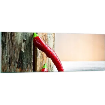 Obraz Obraz na skle do obýváku ložnice 90x30 paprika foto obrazy na zeď sklo
