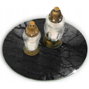 Obraz Tvrzené sklo na hrob, podložka pod svíčky, imitace kamene, průměr 40 cm