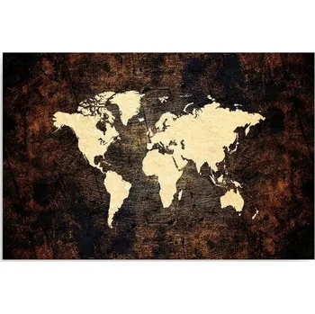 Obraz Obraz na plátně 50x40 mapa světa hnědé pozadí