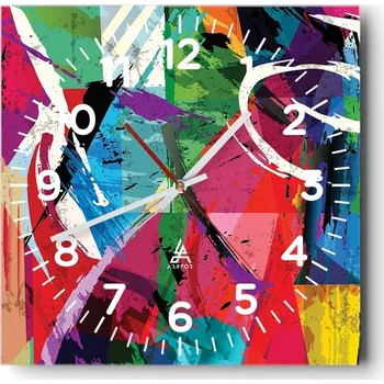 Hodiny Kuchyňské nástěnné hodiny 30x30 Abstrakce Skleněné hodiny do obýváku Moderní Tiché