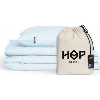 Povlečení Čisté silné bavlna Povlečení 220x200 + 2x70x80 pastelově světle modrá Hop Design