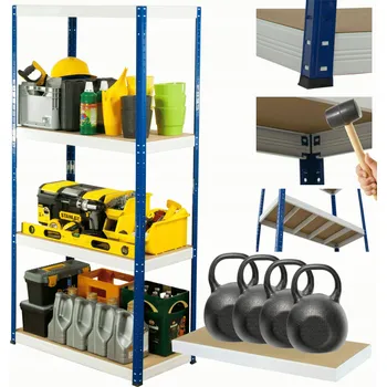 Dílenský regál Kovový regál skladový garážový HELIOS HNW 180x075x45 4x400kg