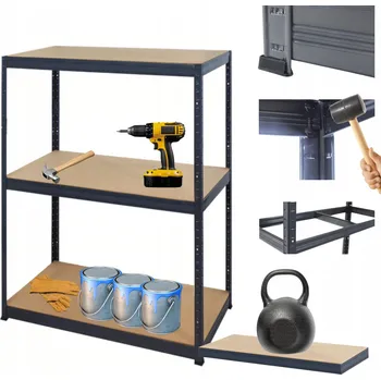 Dílenský regál Kovový regál do skladu, dílny PREMIUM HELIOS 90x110x35 cm, 3 police, nosnost 175 kg/police