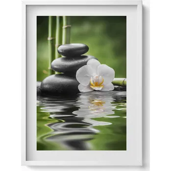 Obraz Obraz dekorace na zeď Zen - kameny, bambus a květina na vodě 50x70 cm