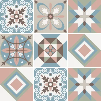 Obklad Samolepky na kuchyňské obklady Vintage Mozaika - samolepící obklady do koupelny, 9 ks 30x30 cm 9 ks vícebarevná
