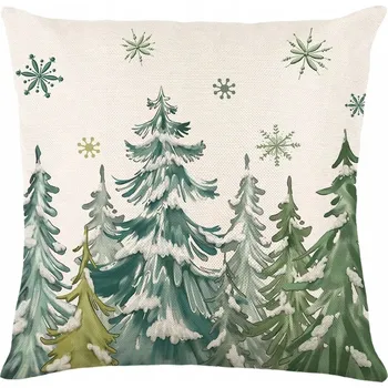 Povlak na polštářek Dekorační povlak na polštář Vánoční Zelený Les Stromečky 45x45 cm