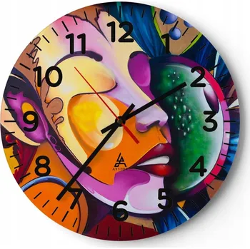 Hodiny Nástěnné hodiny Skleněné hodiny 30x30 cm Abstrakce Žena Kubismus Hodiny na zeď ARTTOR Moderní nástěnné hodiny do obýváku Tiché nástěnné hodiny do kuchyně Skleněné nástěnné hodiny bezhlučné Nástěnná dekorace moderní stylové Nástěnné hodiny do kuchyně kulat