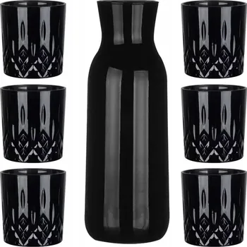 Sklenice Karafa 1l + 6 sklenic 280ml sada černé sklo