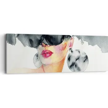 Obraz Obraz na plátně do obýváku ložnice 90x30 žena foto obrazy na zeď