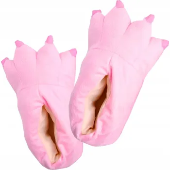 Dívčí bačkory PLYŠOVÉ TEPLÉ PAPUČE DRÁPY BAČKORY BAMBOŠE UNIVERZÁLNÍ TLAPY UNISEX RŮŽOVÉ