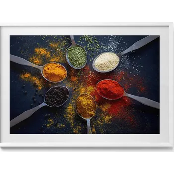 Obraz Obraz v rámu do obýváku Kuchyňské lžíce s barevným kořením 100x70 cm