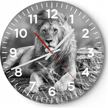 Hodiny Velké nástěnné hodiny 40x40 Lev Skleněné hodiny Kulatý Tiché