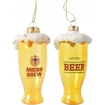 Vánoční dekorace Skleněný přívěsek na vánoční stromeček - mix pivní sklenice 1 Ks