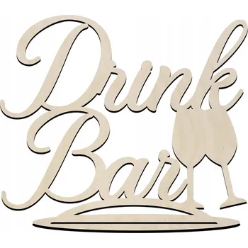Obraz Drink Bar svatební hostina nápis na dřevěném podstavci
