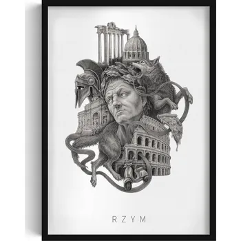 Obraz Ozdobný nástěnný obraz v rámu Monochromatický Řím Koloseum Pizza 50x70 cm