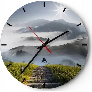 Hodiny Nástěnné hodiny do kuchyně 30x30 Krajina Skleněné hodiny do obýváku Tiché