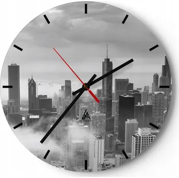 Hodiny Nástěnné hodiny do kuchyně 30x30 Architektura Skleněné hodiny do obýváku Tiché