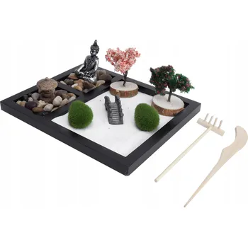 Obraz Zenová zahrada pískoviště stolní se sochou Buddhy