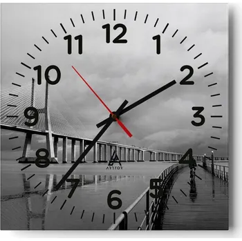 Hodiny Kuchyňské nástěnné hodiny 30x30 Most Skleněné hodiny do obýváku Moderní Tiché