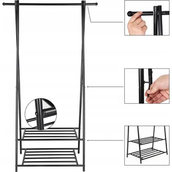 Věšák Stojací věšák kovový Songmics černý