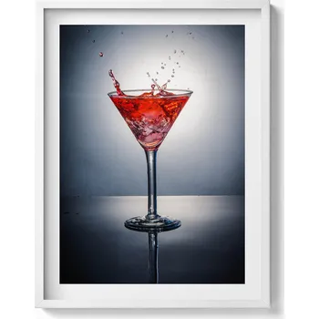 Obraz Dekorativní nástěnný obraz v bílém rámu do obýváku Sklenice Martini 60x80 cm