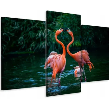 Obraz Obraz Triptych PTÁCI Plameňáci nad vodou 3D 120x80