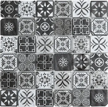 Obklad Skleněná mozaika Premium Mosaic černobílá 30x30 cm mat / lesk PATCHWORK48MIX2