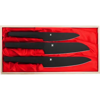 Kuchyňský nůž Satake Black Sada 3 nožů v dřevěné krabičce