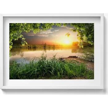 Obraz Obraz v bílém rámu dekorace na zeď Západ slunce letní dny 70x50 cm