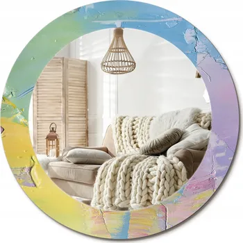 Zrcadlo Zrcadlo na zeď zdobené grafikou na skle Textura olejové barvy fi 60 cm